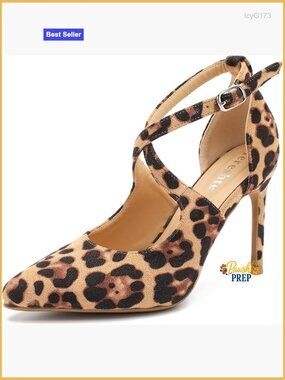 Pointed Toe Cross Ankle Strap Stiletto Heel Pumps 3.5 Inch D'Orsay Dress Shoes